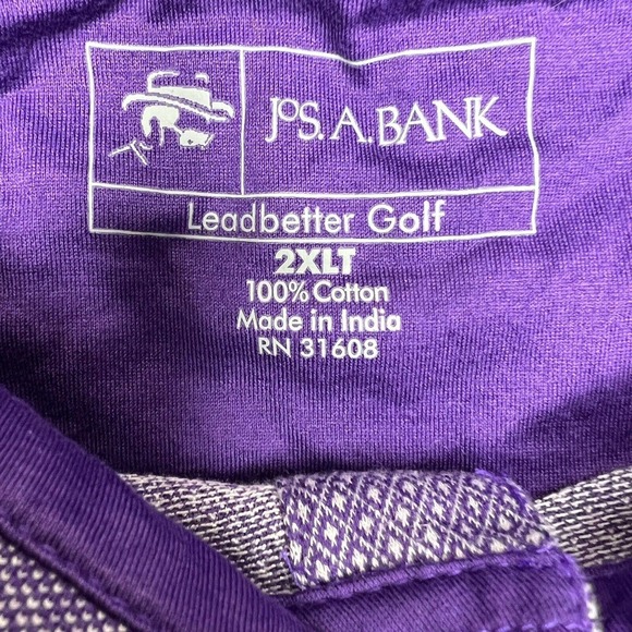 Jos. A. Bank Leadbetter Golf Men's Purple Argyle Short Sleeve Polo Shirt 2XLT - Picture 5 of 9